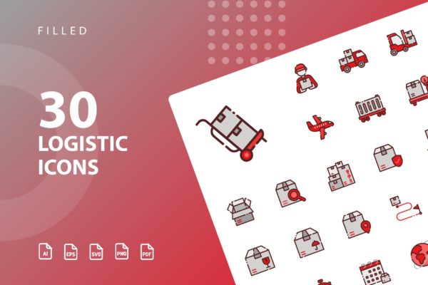 30枚物流运输填充蚂蚁素材精选图标素材 Logistic Filled