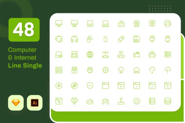 Line Senja系列：电脑IT主题矢量线性蚂蚁素材精选图标素材包 Line Senja – Computer & IT