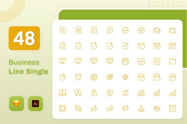Line Senja系列：商务主题矢量线性第一素材精选图标素材包 Line Senja – Business