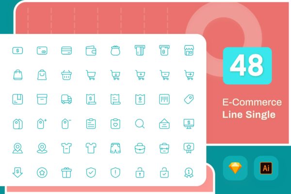 Line Senja系列：电子商务主题矢量线性蚂蚁素材精选图标素材包 Line Senja – E-Commerce
