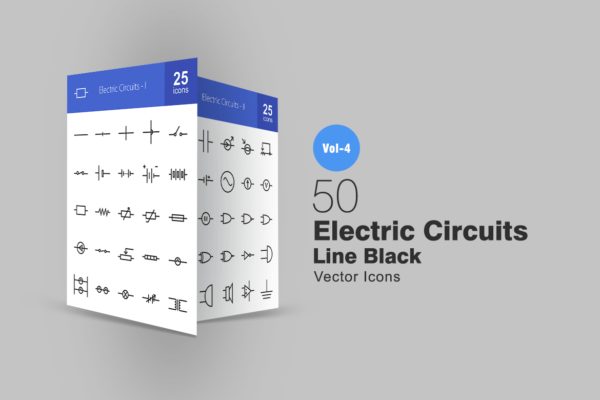 50枚电路线路板主题矢量线性蚂蚁素材精选图标 50 Electric Circuits Line Icons
