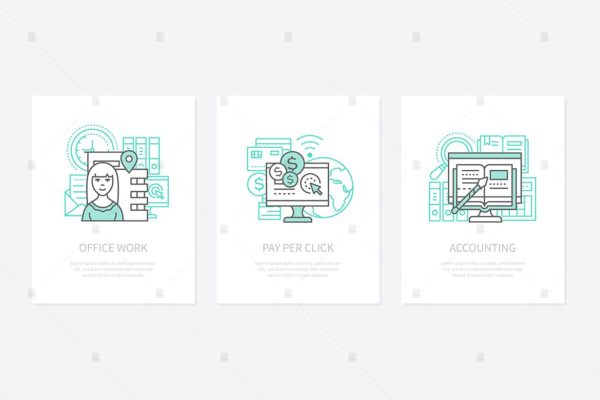 办公室/工作场所概念蚂蚁素材精选图标集 Office work, employees workplace concept icons set