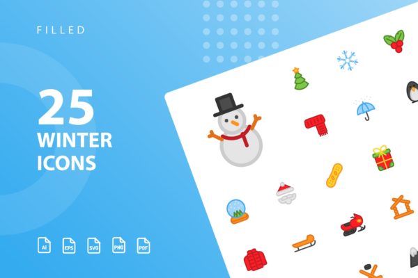 25枚冬天主题矢量填充蚂蚁素材精选图标v1 Winter Filled Icons