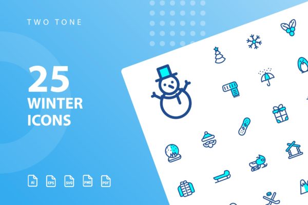 25枚冬天主题双色调矢量蚂蚁素材精选图标v1 Winter Two Tone Icons
