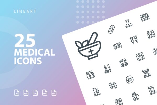 25枚医疗药物主题矢量线性蚂蚁素材精选图标v1 Medical Lineart Icons