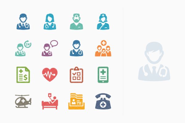 Sympa系列-医疗服务彩色蚂蚁素材精选图标集v1 Colored Medical Services Icons Set 1- Sympa Series