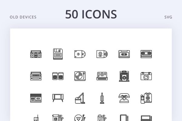 50枚老式设备矢量蚂蚁素材精选图标素材 Old Device 50