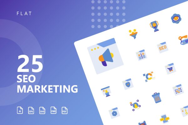 25枚SEO搜索引擎优化营销扁平化矢量蚂蚁素材精选图标v2 SEO Marketing Flat Icons