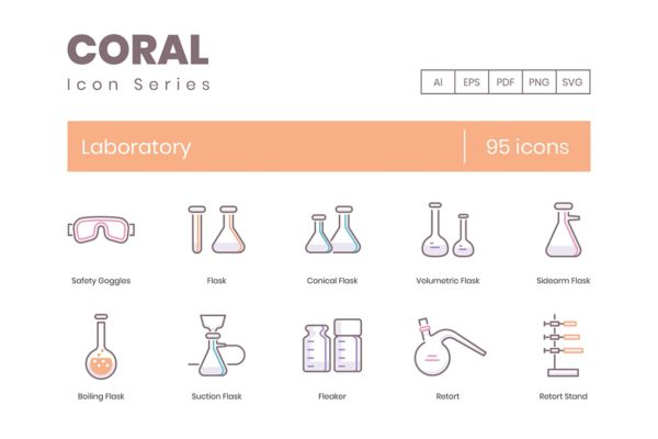 Coral系列-实验室主题矢量蚂蚁素材精选图标 Laboratory Icons – Coral Series