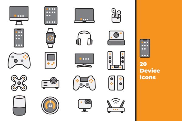 20种电子设备矢量蚂蚁素材精选图标素材 Device Icons