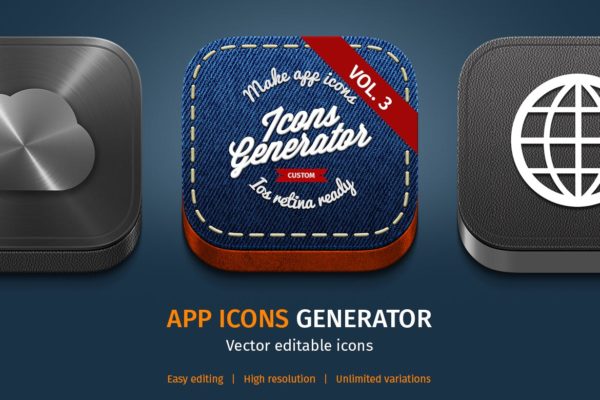 3D/2D＆扁平设计风格APP第一素材精选图标生成器v3 App Icons Generator vol. 3