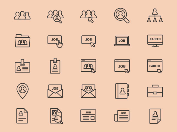 工作&职业主题矢量线性第一素材精选图标 Jobs and Careers Vector Icons