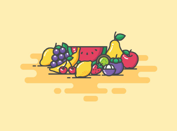12枚常见水果矢量彩色第一素材精选图标 12 Colored Fruit Icons – Illustrator & Sketch