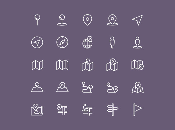 地图&位置主题矢量线性第一素材精选图标 Map and Location Icons