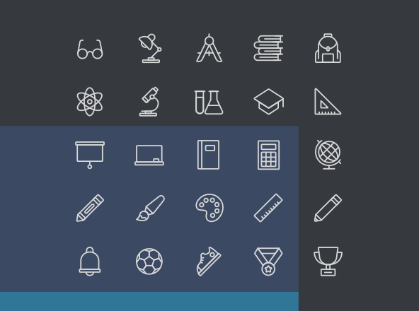 学校教育主题矢量线性第一素材精选图标 Vector School Line Icons