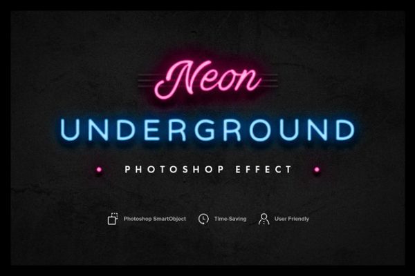 炫彩霓虹灯效果PS图层样式 Neon Underground Photoshop Effect