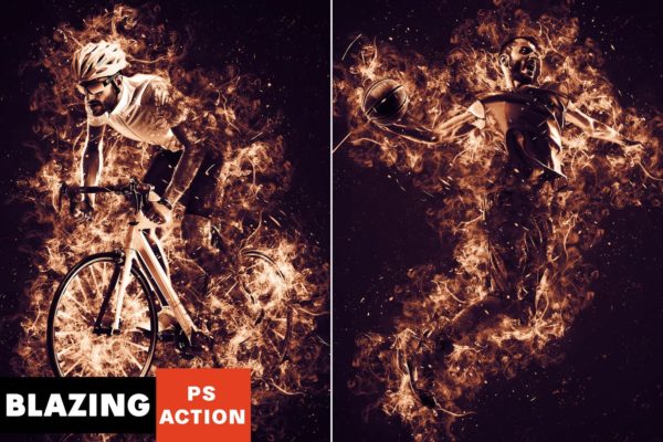 炽烈火焰/余烬和充满活力色彩创意特效第一素材精选PS动作 Blazing Photoshop Action