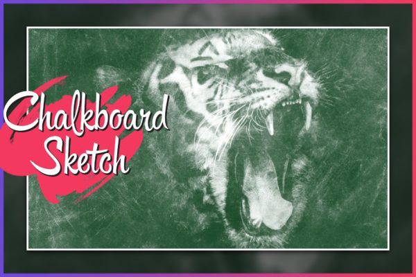 黑板粉笔素描艺术效果蚂蚁素材精选PS动作 Chalkboard CS4+ Photoshop Action