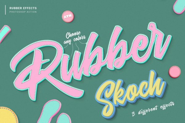 橡胶字体特效Photoshop动作 Rubber Photoshop Action