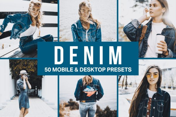 50种牛仔布时尚摄影调色滤镜第一素材精选LR预设 50 Denim Fashion Lightroom Presets and LUTs