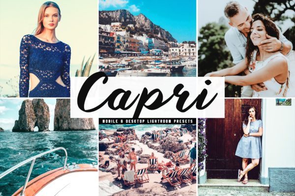 丰富梦幻&褪色效果照片色调Lightroom调色预设 Capri Mobile & Desktop Lightroom Presets