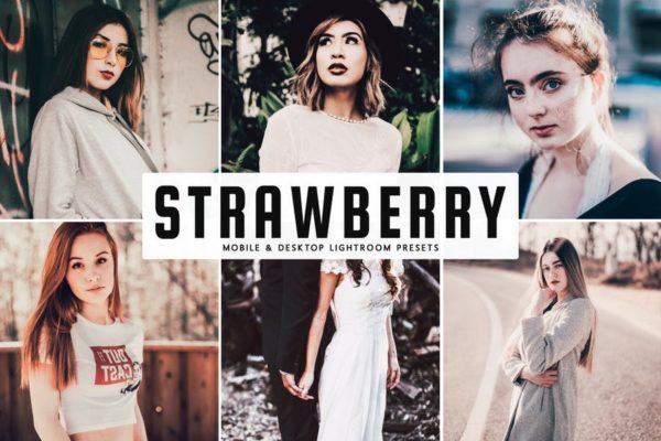 桃红色粉红色调LR照片调色预设 Strawberry Mobile & Desktop Lightroom Presets