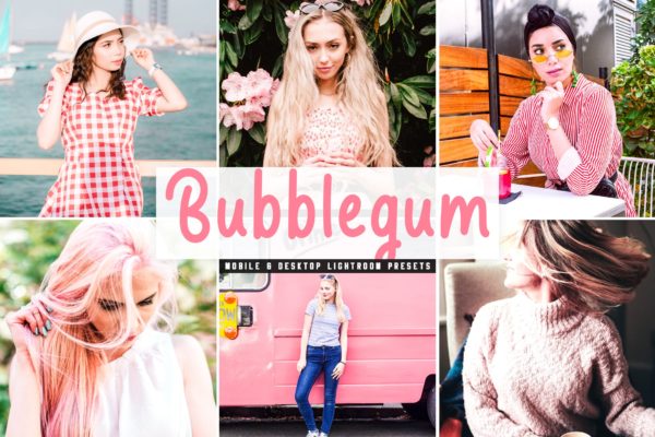 明亮色调照片光线增强滤镜蚂蚁素材精选LR预设 Bubblegum Mobile & Desktop Lightroom Presets