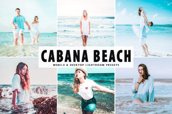 鲜艳色彩&蓝色调滤镜Lightroom预设 Cabana Beach Mobile & Desktop Lightroom Presets