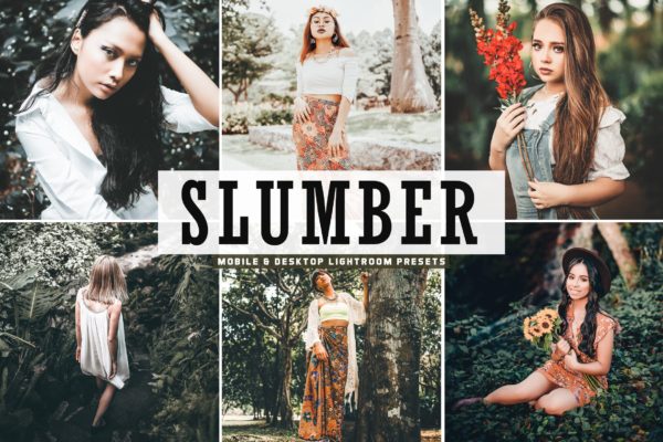 深绿色美感暖色调照片后期加工Lightroom预设 Slumber Mobile & Desktop Lightroom Presets