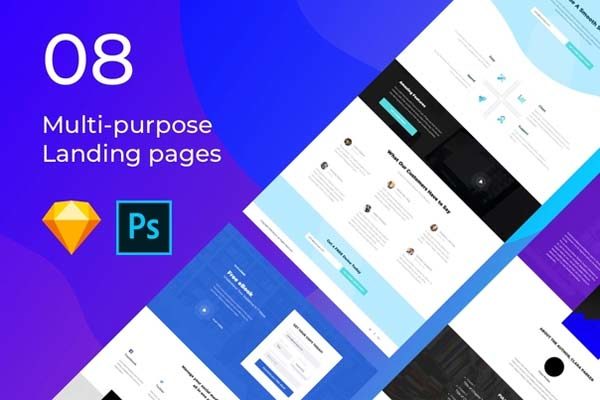 第一素材下午茶：多用途的企业产品服务官网网页UI模版下载[Sketch,PSD]