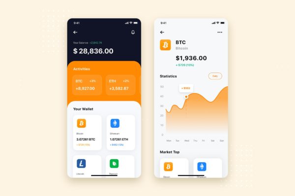 股市炒股APP应用界面UI设计蚂蚁素材精选模板 Stock Market Mobile App UI Kit Template