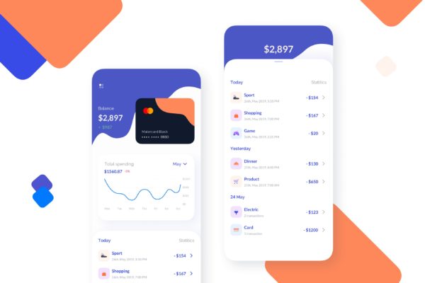 手机钱包APP应用银行卡/信用卡管理界面设计第一素材精选模板 Card Manager Mobile UI – TG