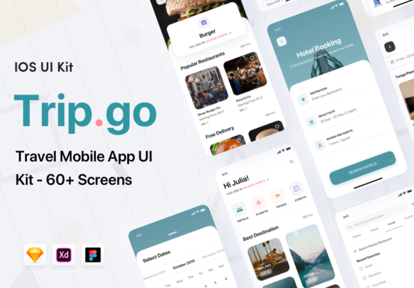 蚂蚁素材下午茶：旅游旅行类App UI套件[XD,Fig,Sketch]