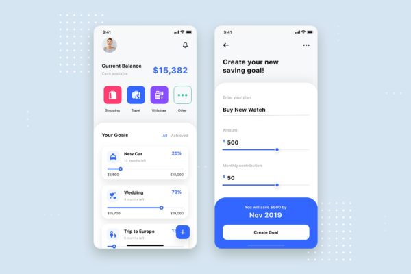 费用跟踪移动APP应用程序用户界面设计第一素材精选模板 Expense Tracker Mobile App UI Template