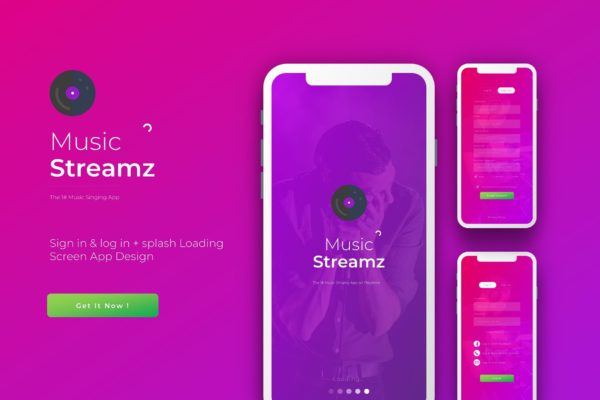 APP注册登录＆加载界面设计蚂蚁素材精选模板 Login & Signup Streamz | App Template