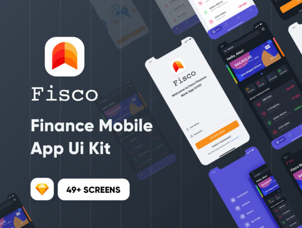 第一素材下午茶：金融&银行移动APP应用UI套件Sketch模板