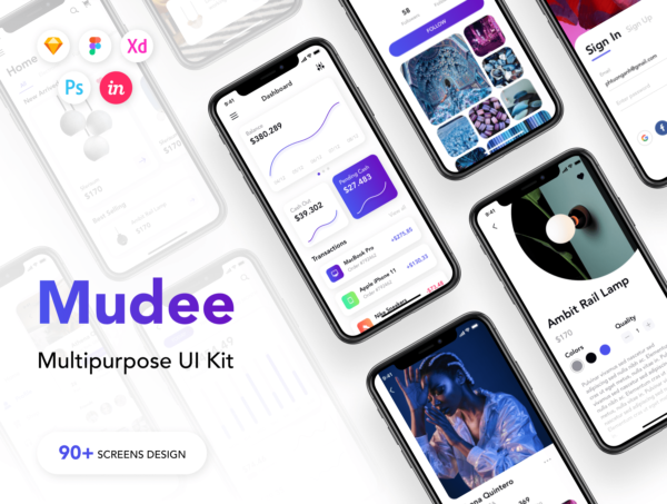 蚂蚁素材下午茶：渐变色设计风格多功能APP应用UI套件