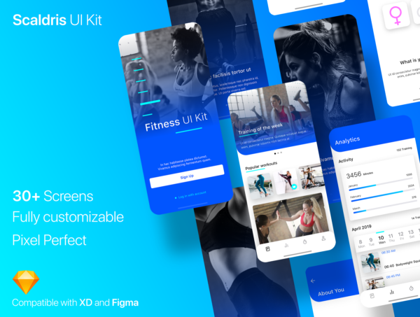蚂蚁素材下午茶：运动锻炼健身APP应用UI设计Sketch模板