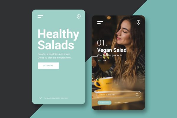 餐厅官网网站H5网站UI设计蚂蚁素材精选模板 Restaurant – Mobile UI Kit