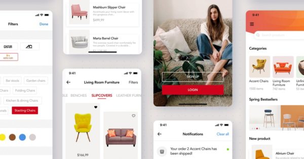在线家具商城APP应用UI设计蚂蚁素材精选模板 Furniture Store App Template