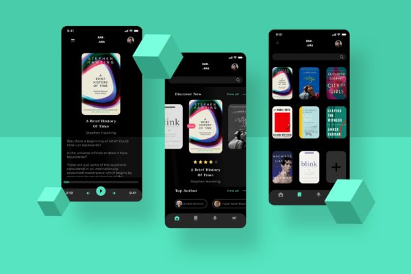 在线阅读电子书APP应用界面设计第一素材精选模板 Banana Ebook Lifestyle UI – PP