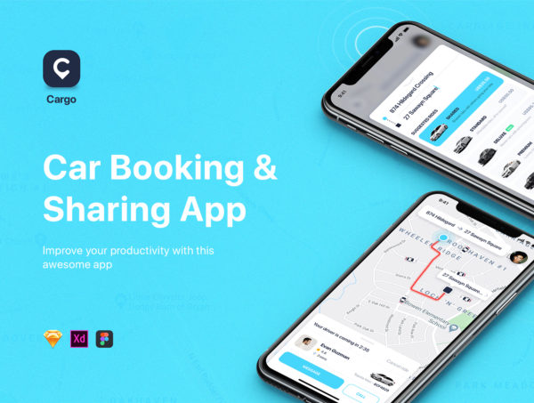 蚂蚁素材下午茶：汽车预订和共享APP应用UI设计蚂蚁素材精选套件