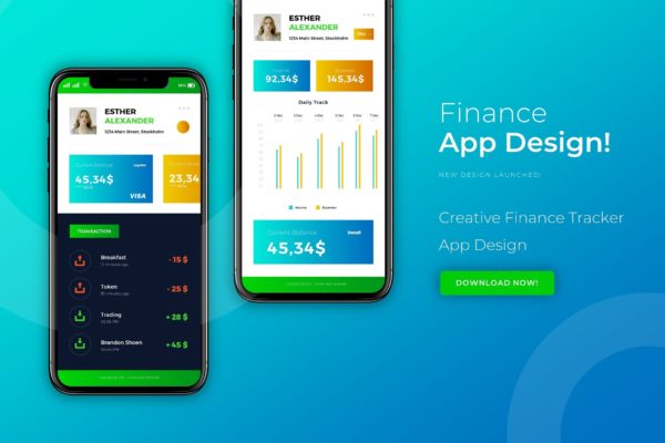 电子钱包APP应用界面设计第一素材精选模板 Finance | App Design Template