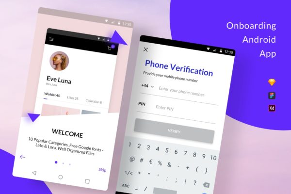 Android应用引导页启动页设计蚂蚁素材精选模板[Figma, Sketch&XD] Onboarding Android App