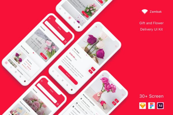 礼品&鲜花预订服务APP应用UI设计第一素材精选套件 Zambak – Gift and Flower Delivery App UI Kit