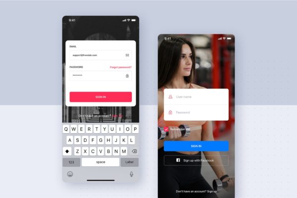 APP应用登录屏幕用户界面设计第一素材精选模板 Sign In screen Mobile Interface