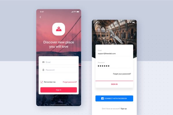 APP登录表单UI用户界面设计第一素材精选模板v1 Login Forms UI Mobile Template