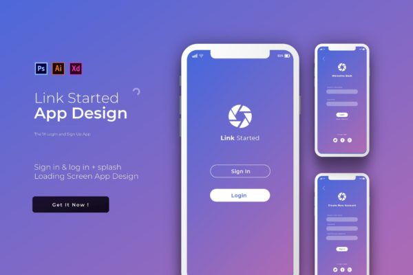 APP注册登录界面UI设计第一素材精选模板 Link Login & Signup | App Template