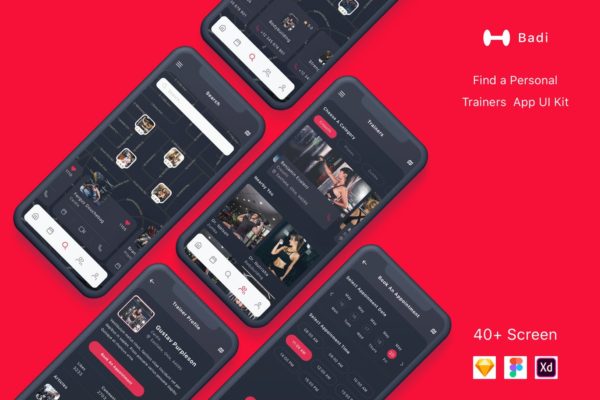 私人健身教练APP应用交互设计UI套件 Badi – Find a Personal Trainers App UI Kit