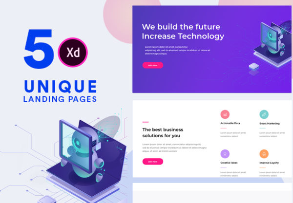 第一素材下午茶：人工智能机器人业务服务网站模板下载[XD]